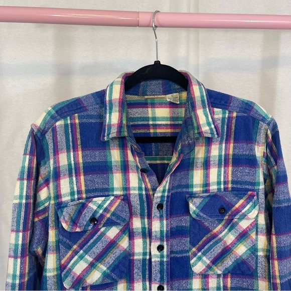 Vintage Five Brother Plaid Button Down Flannel size Large - Picture 2 of 5